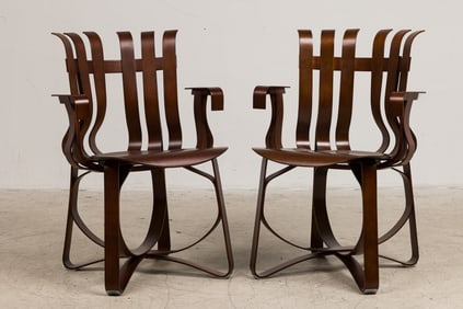 Frank Gehry, Pair "Hat Trick" Side Chairs