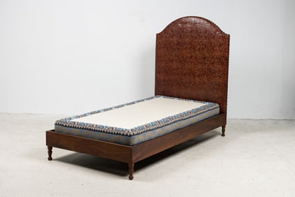 Custom Contemporary Tooled Leather Daybed