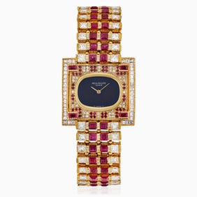 Patek Philippe Ladies Watch in 18K Yellow Gold With Diamond And Rubies