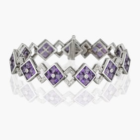 Amethyst and Diamond Gold Bracelet.