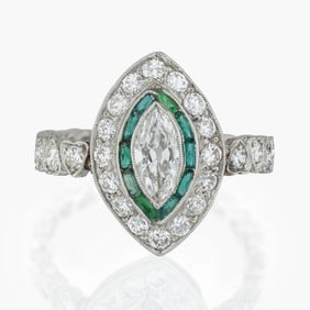 Art Deco Emerald and Diamond Ring.