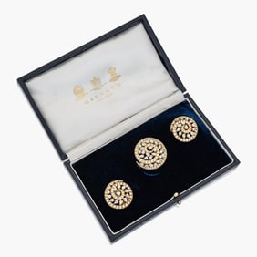 Gerrard Diamond Brooch And Earrings Set,Original Box,18K