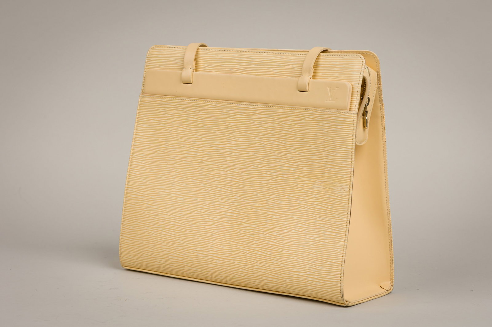 Louis Vuitton Epi Croisette PM Handbag: Brand: Louis Vuitton Model: Tote bag Material: Epi leather Color: Vanilla Date Code: M5249A Approx. Dimensions: 12.2" W x 10.2" H x 4.1 D Handle Drop: Approx. 7.1" Condition: In very good pre-owned co