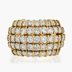 Vintage Gold And Diamond Wide Band Ring