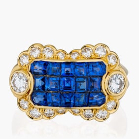 Channel-Set Sapphire And Diamond Ring