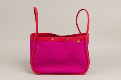 Hermes Lindy Canvas Tote Bag - Magenta and Red