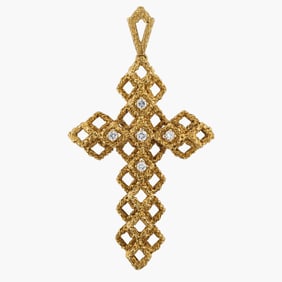 Vintage Tiffany & Co. 18K Yellow Gold And Diamond Cross