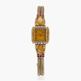 Rolex Precision Ladies In Yellow Gold With Colored Gemstones