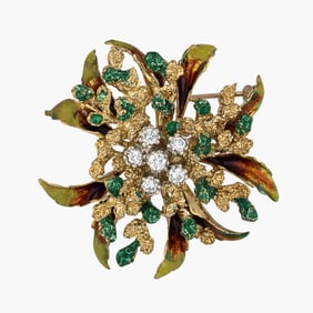 Vintage Diamond and Enamel Pin