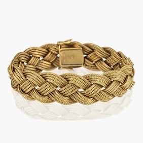Vintage Woven 18K Yellow Gold Bracelet by Gubelin