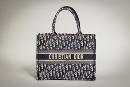 Christian Dior Oblique Book Tote 42-Navy Blue