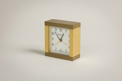 Tiffany & Co. gilt brass square travel desk clock