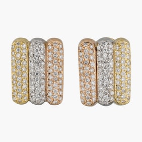 Diamond Earrings In 18K White,Yellow And Rose Gold