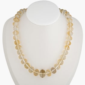 Citrine Beads Necklace In 14K Yellow Gold