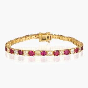 Ruby And Fancy Light Yellow Diamond Bracelet