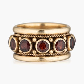 Vintage Garnet Band in 14K Rose Gold