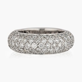 Diamond Domed Ring in 18K White Gold