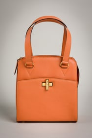 Vintage Celine Turn Lock Orange Leather Tote