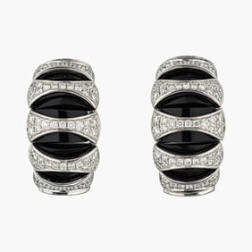 Simon G Diamond and Onyx 18K White Gold Earrings
