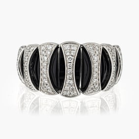 Onyx and Diamond 18K White Gold Ring by Simon G.