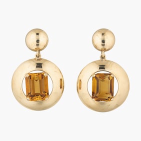 Retro Tiffany&Co. Citrine Earrings in 14K Yellow Gold