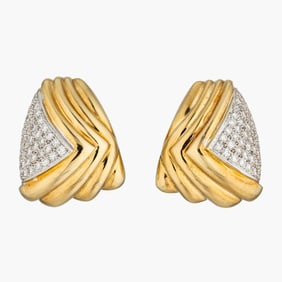 Vintage Gold and Diamond Earclips