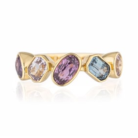 Multi Color Sapphire Ring in 18K Yellow Ring