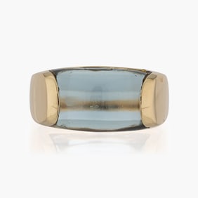 Bvlgari Tronchetto Blue Topaz Ring in 18K Yellow Gold