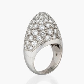 Pave Dome Diamond Ring In 18K White Gold