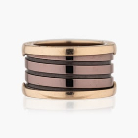 Bvlgari B.zero 1 Four-Band Ring in 18 Rose Gold with Black Ceramic