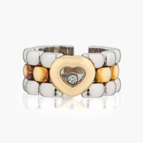 Chopard Happy Diamonds Heart Ring in 18K Yellow Gold and Stainless Steel
