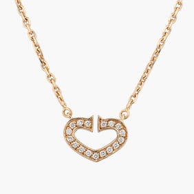 Cartier C Heart Diamond Necklace Pendant in 18K Rose Gold