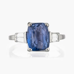 3.41 Sapphire and Diamond Ring in Platinum