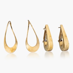 Vintage Two Pair Of Gold Earrings