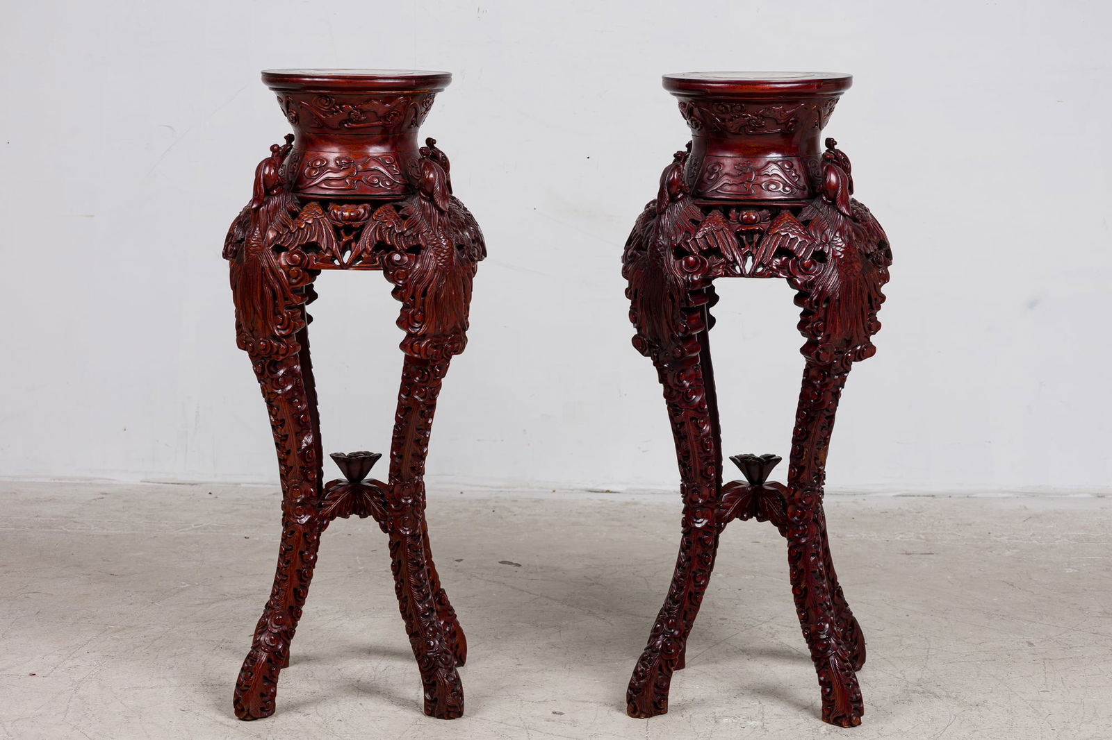 Chinese Canton style Carved Hardwood Stands (1 of 10)