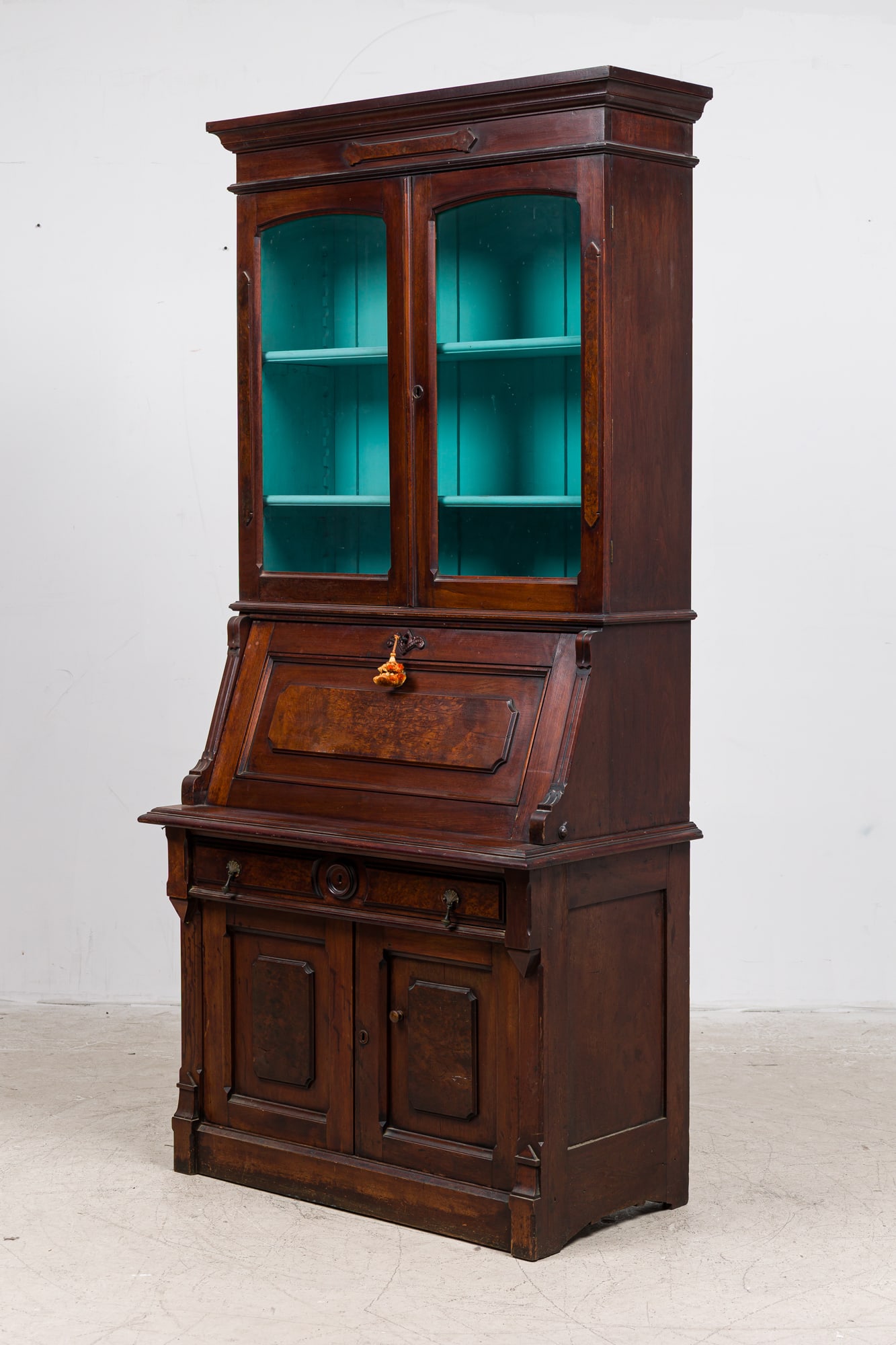 American Victorian walnut secretary bookcase (1 of 19)