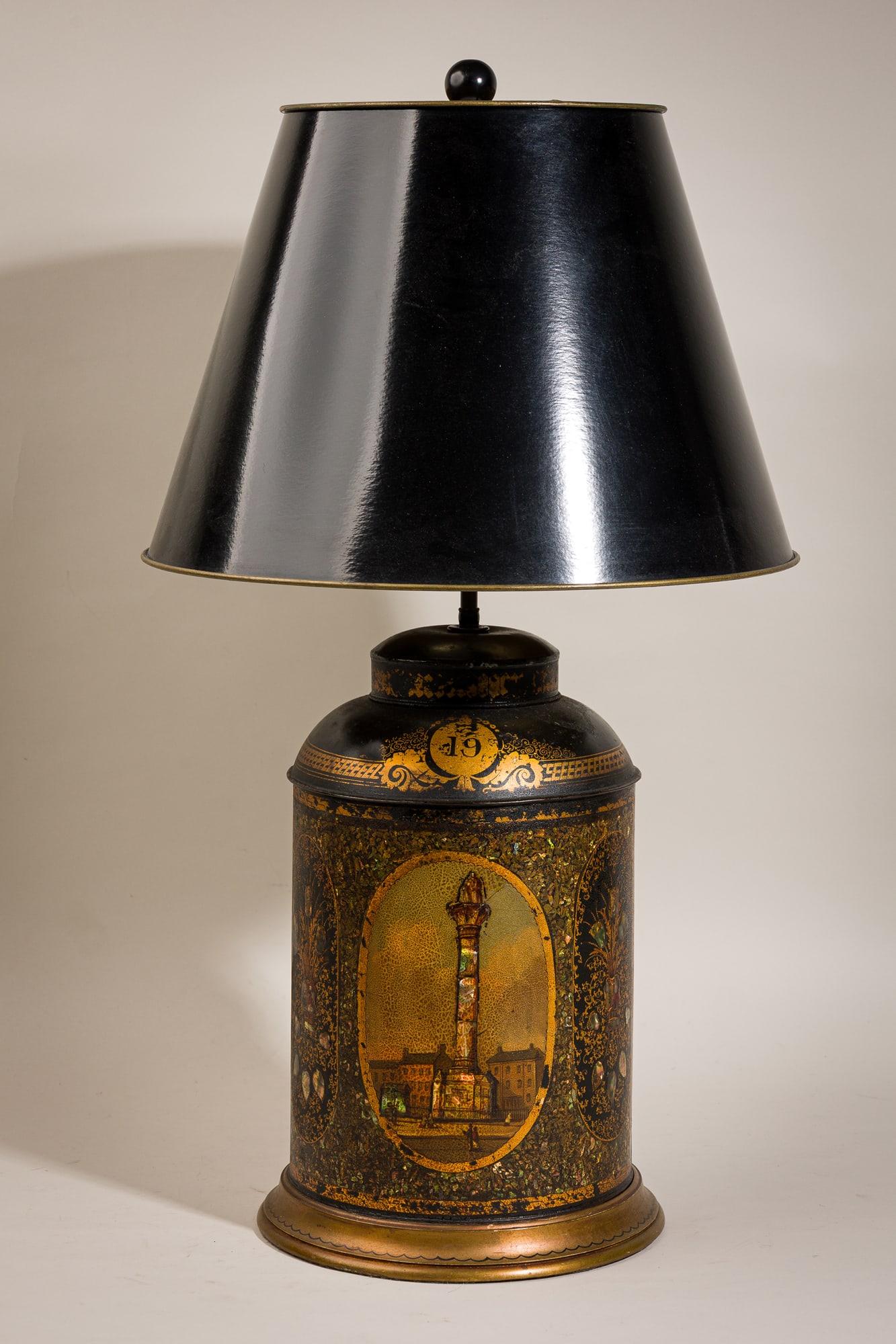Antique English Japanned Tole Tea Tea Canister Converted to Lamp (1 of 9)