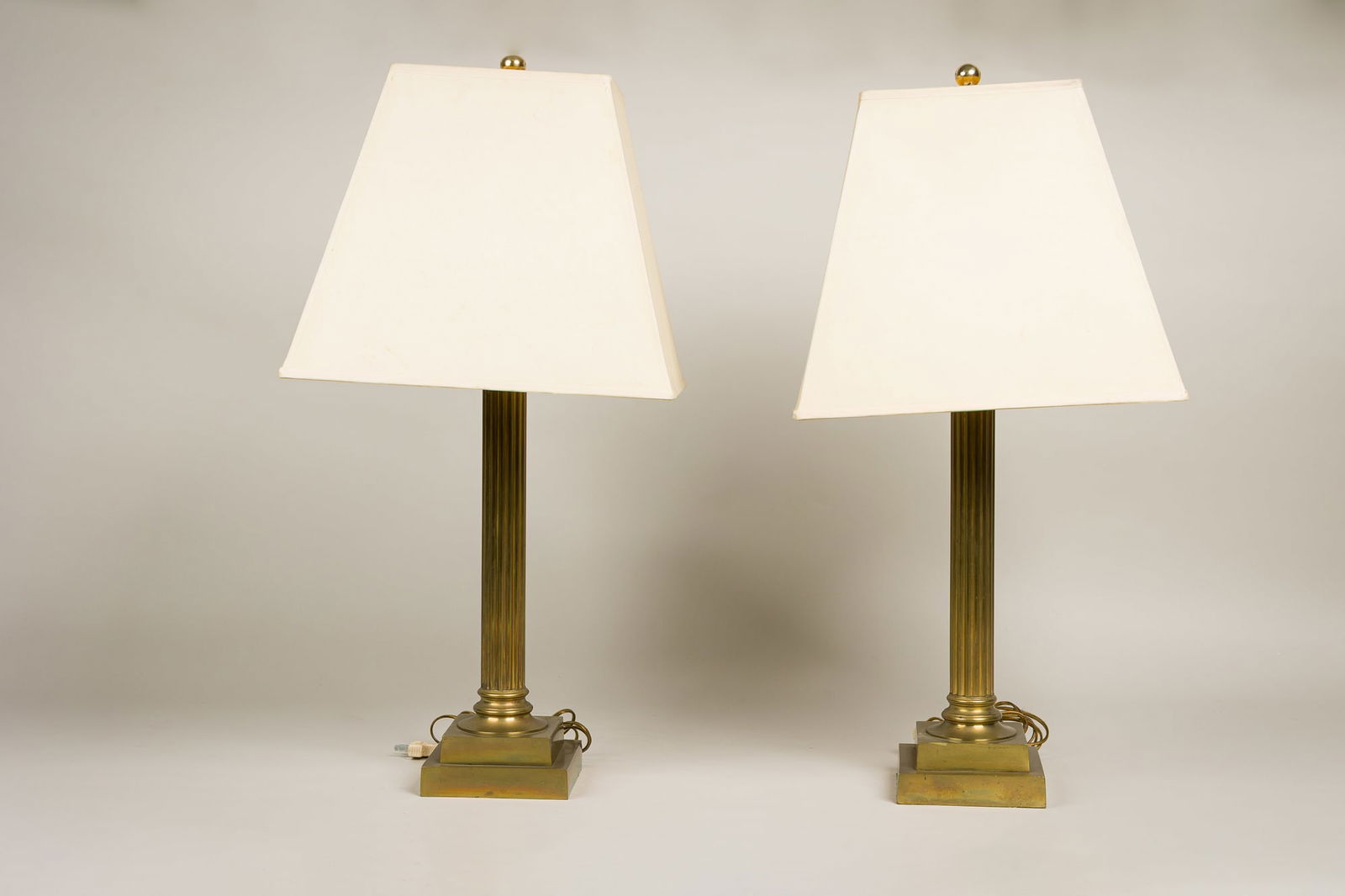 Pair Brass Neoclassical Style Column Table Lamps (1 of 11)