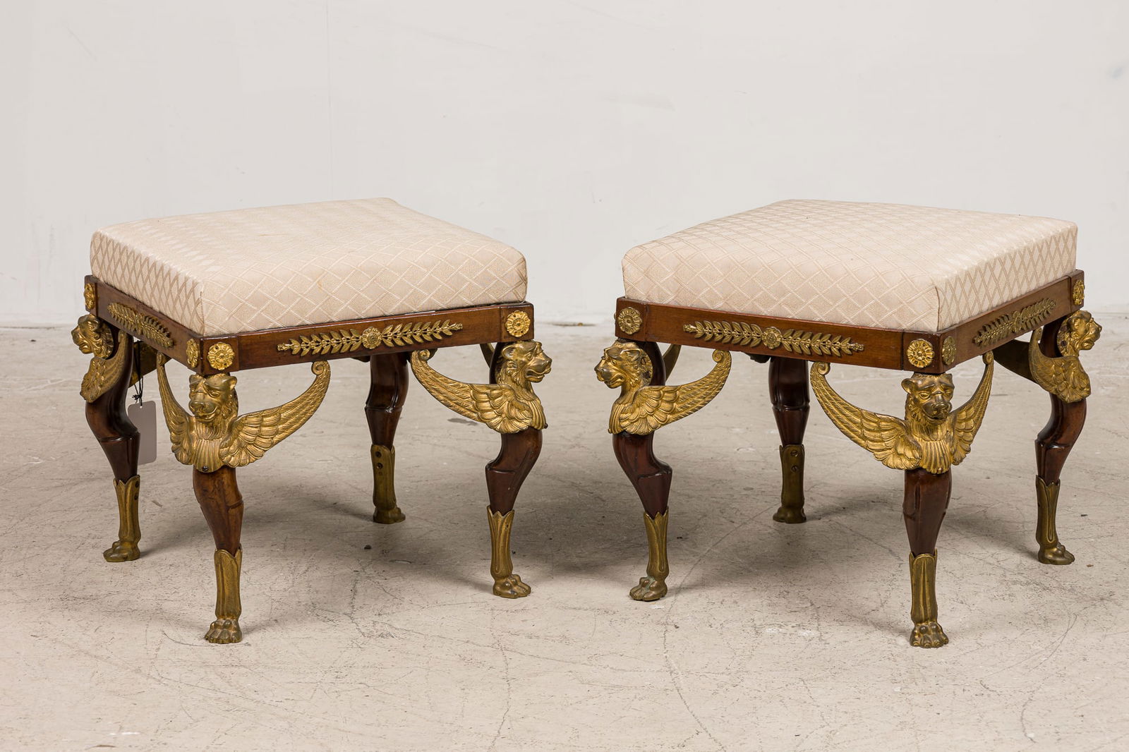 Pair French Empire Style Sphinx Mahogany Benches (1 of 8)
