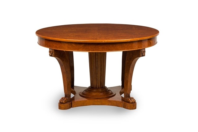 French Empire Revival style Burled Walnut Extension Dining/Center table (1 of 1)