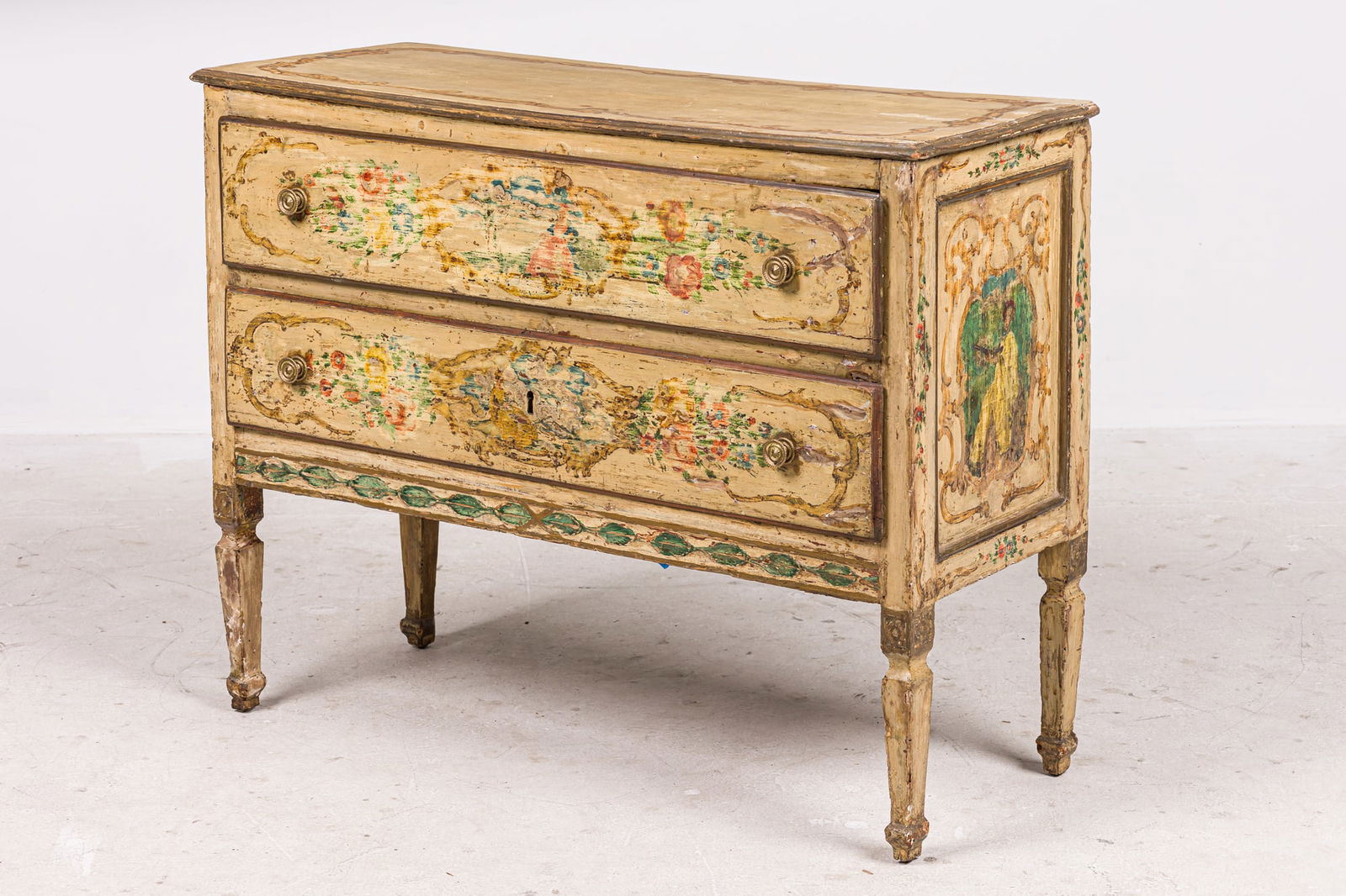 Italian Neoclassical Painted Parcel-Gilt Two-Drawer Commode (1 of 15)