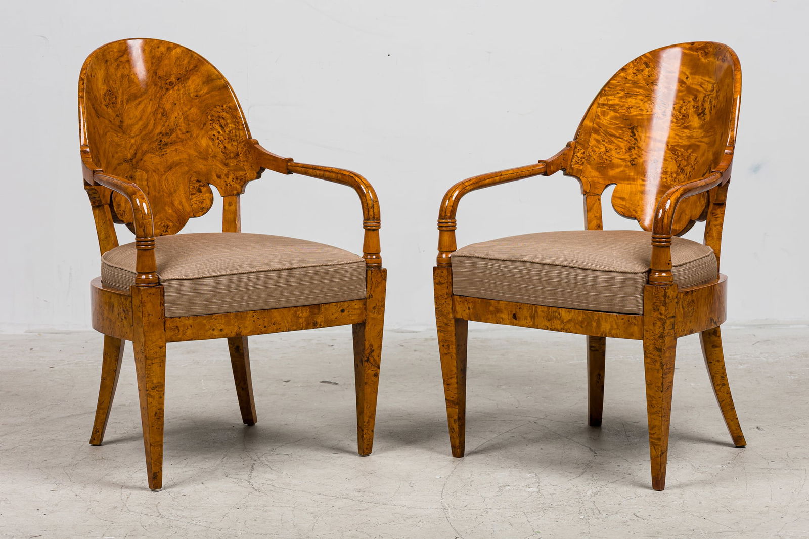 Pair Russian Keralian Birch arm chairs (1 of 11)