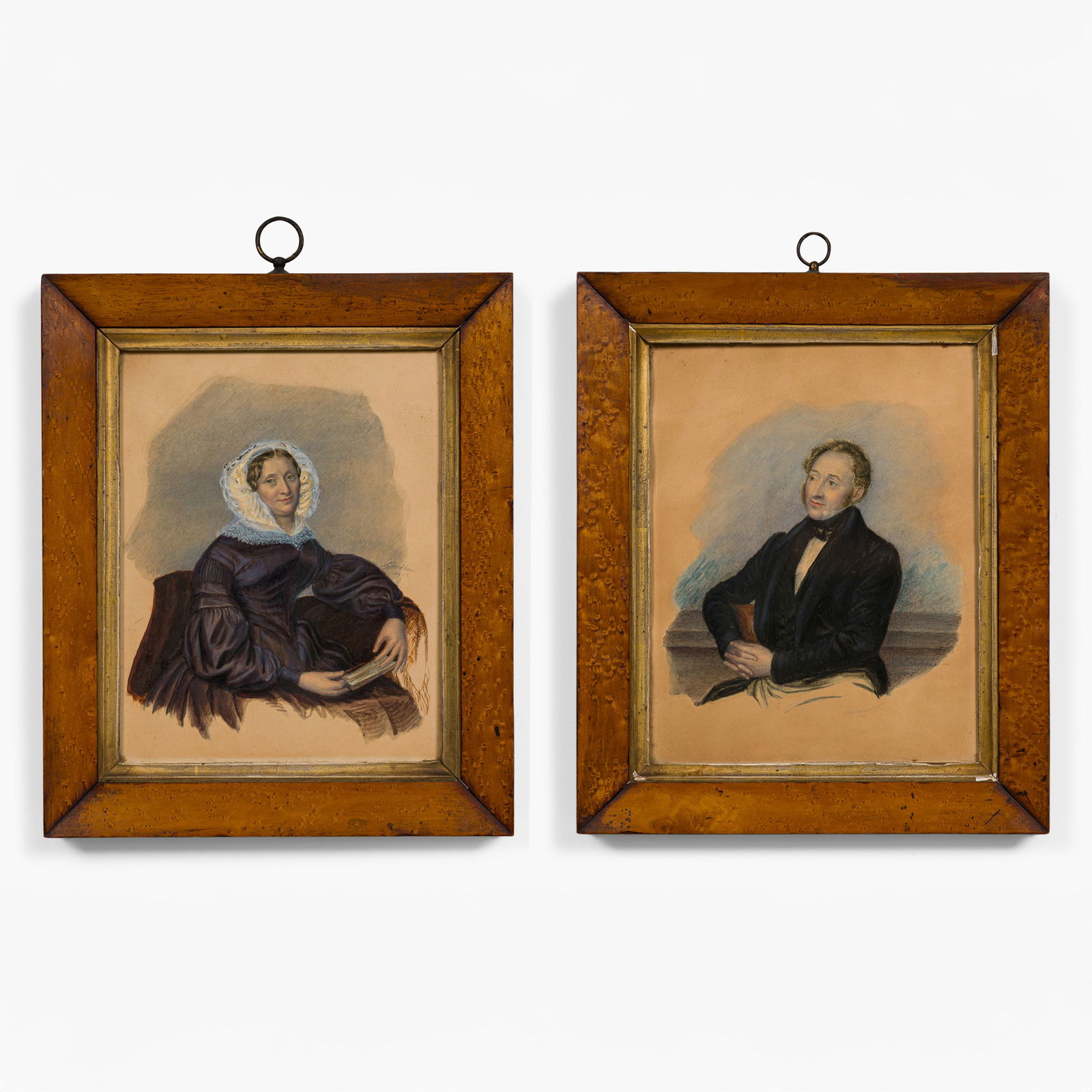 Theodor Bohme, Pair portrait drawings, 1841 (1 of 13)
