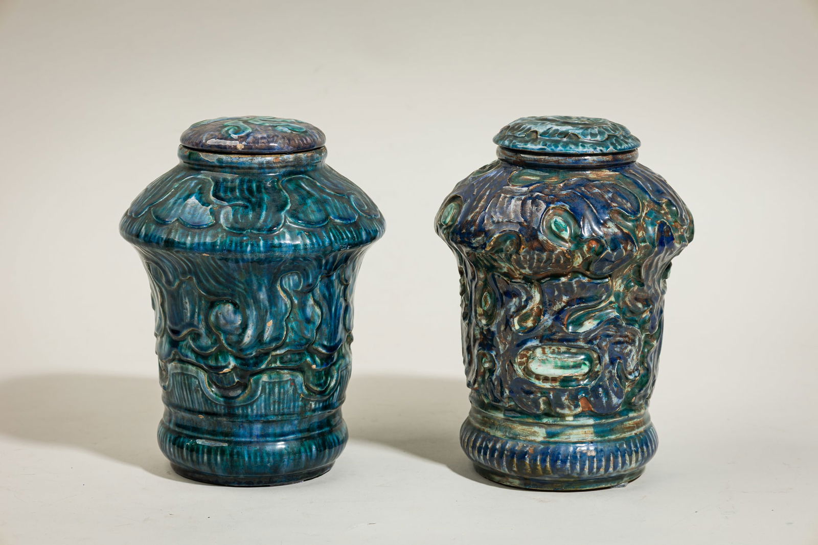 Moller & Bogely, pair Swedish Art Nouveau earthenware jars (1 of 13)