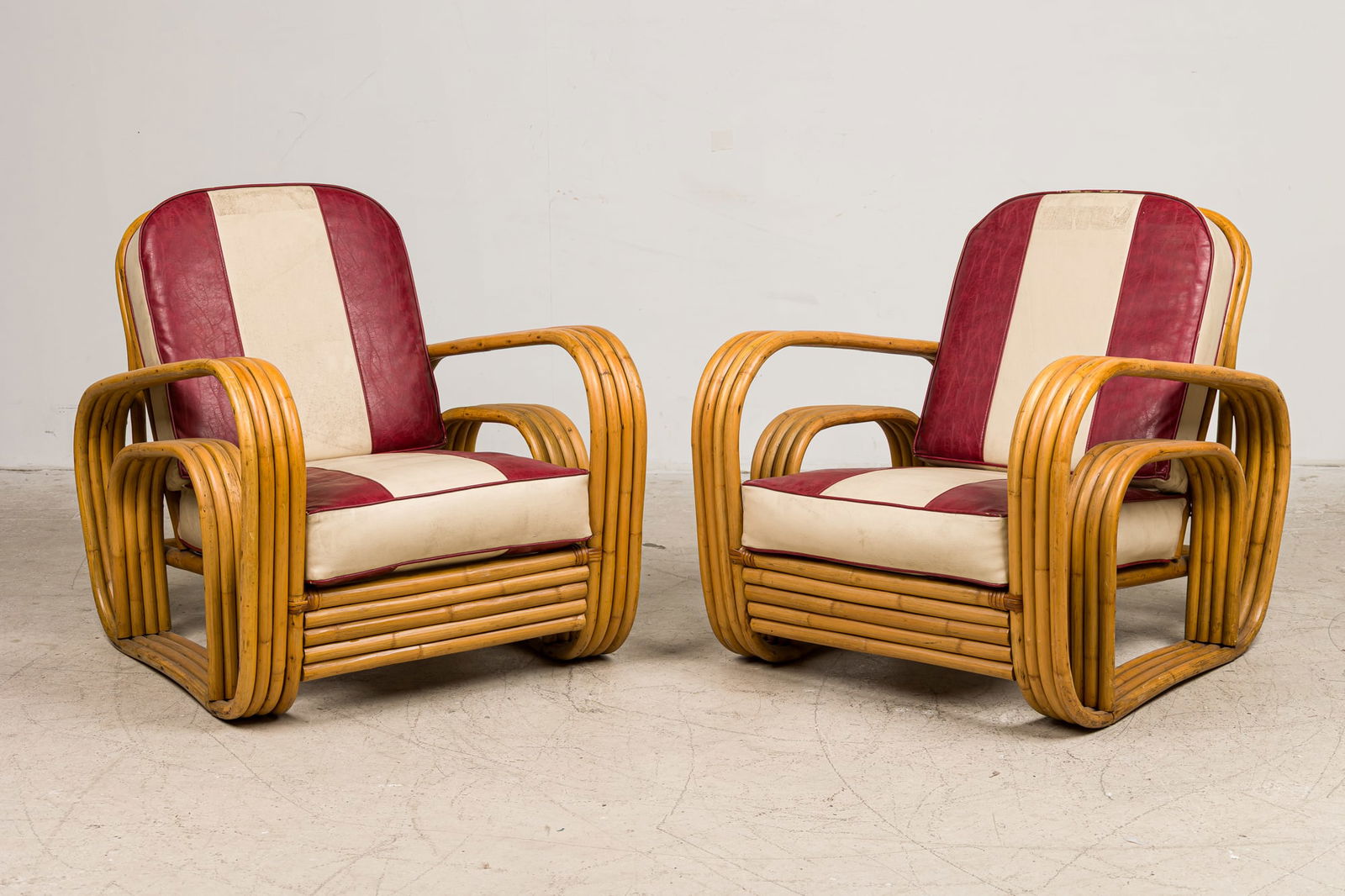 Paul Frankl Style, Pair Rattan Lounge Chairs (1 of 8)