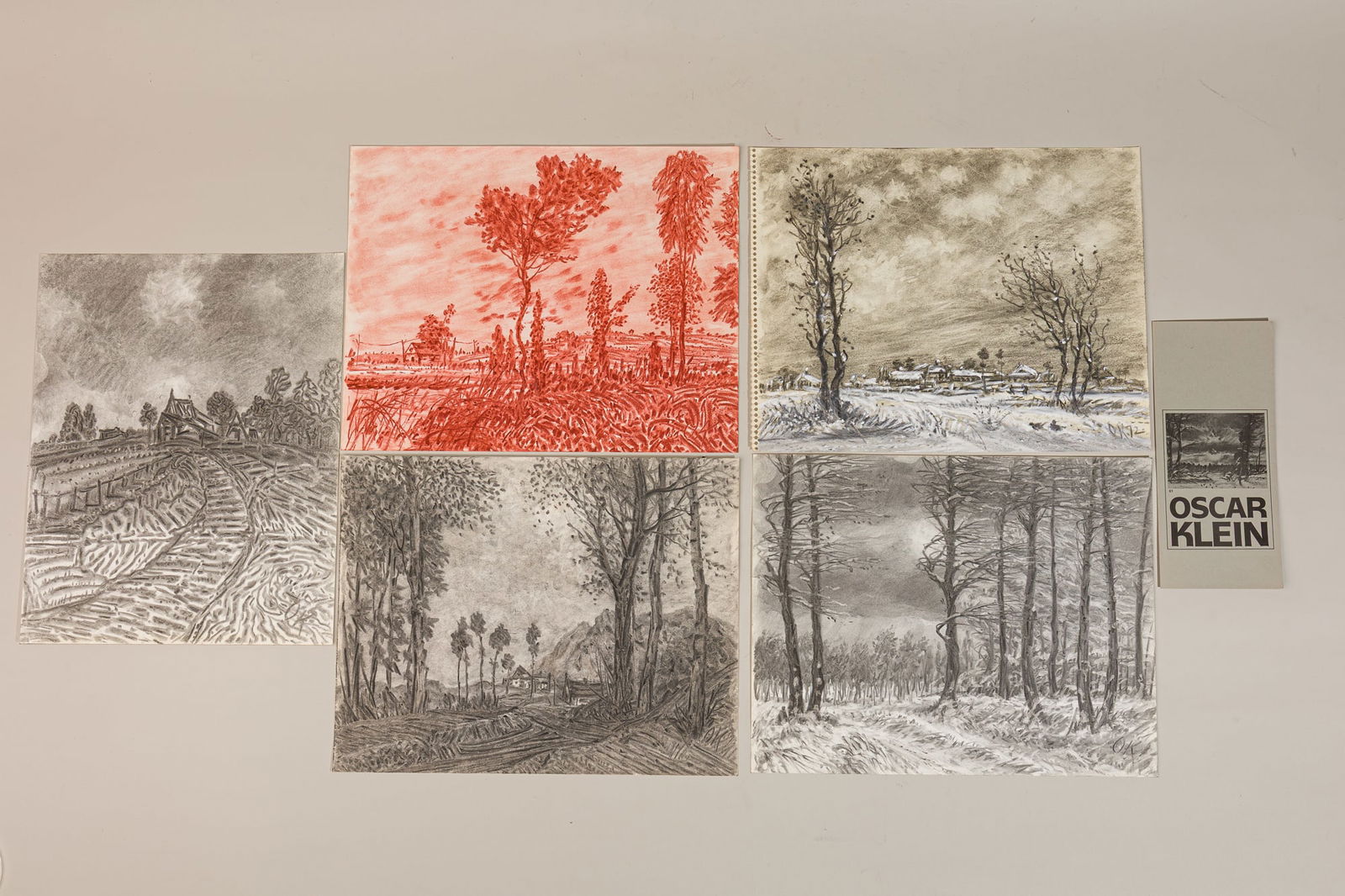 Oscar (Benjamin) Klein, (5) Charcoal Drawings on paper (1 of 20)