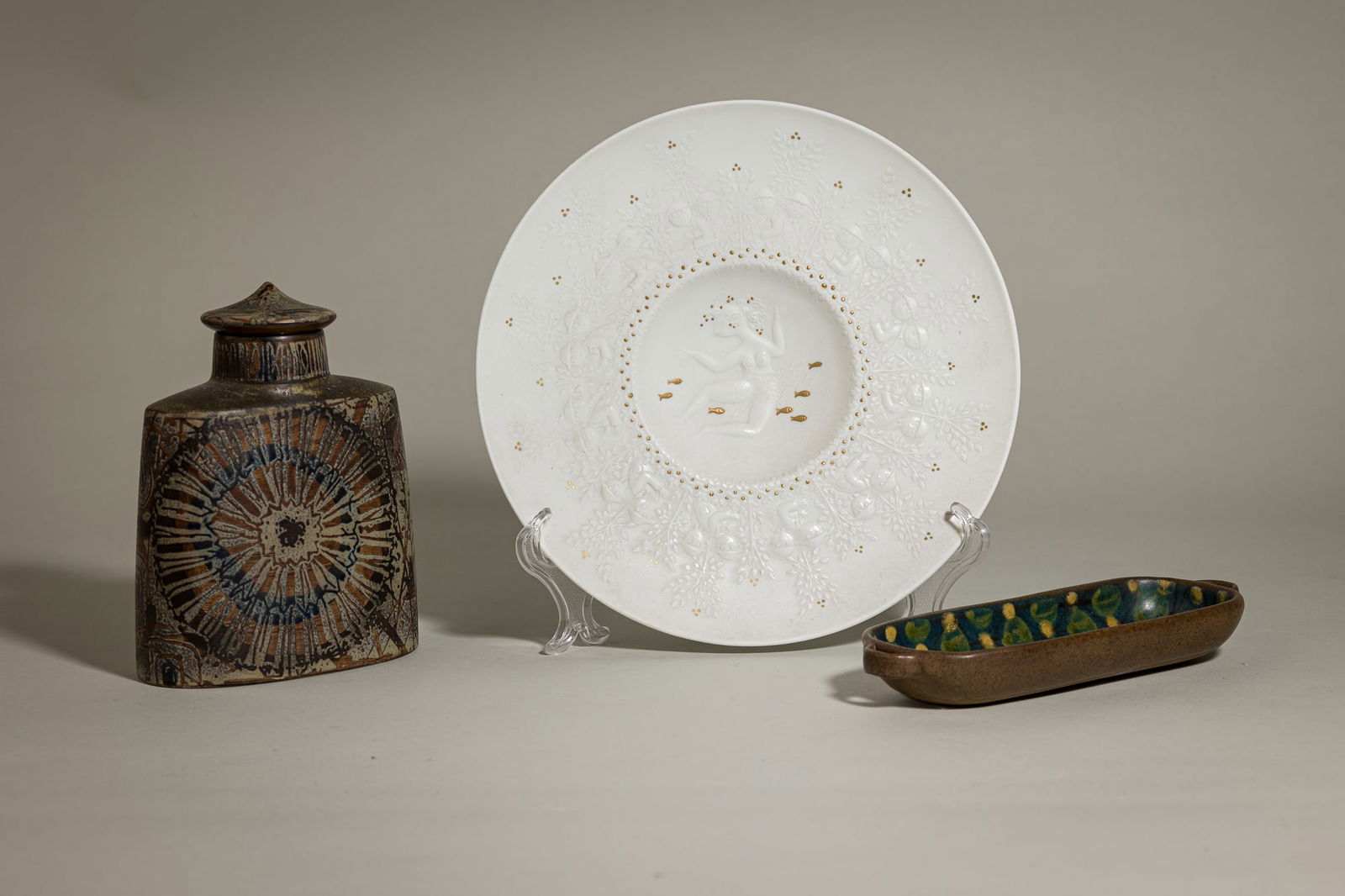 (3) Danish Modern Pottery items, inc. Nils Thorsson, Wiinblad (1 of 13)