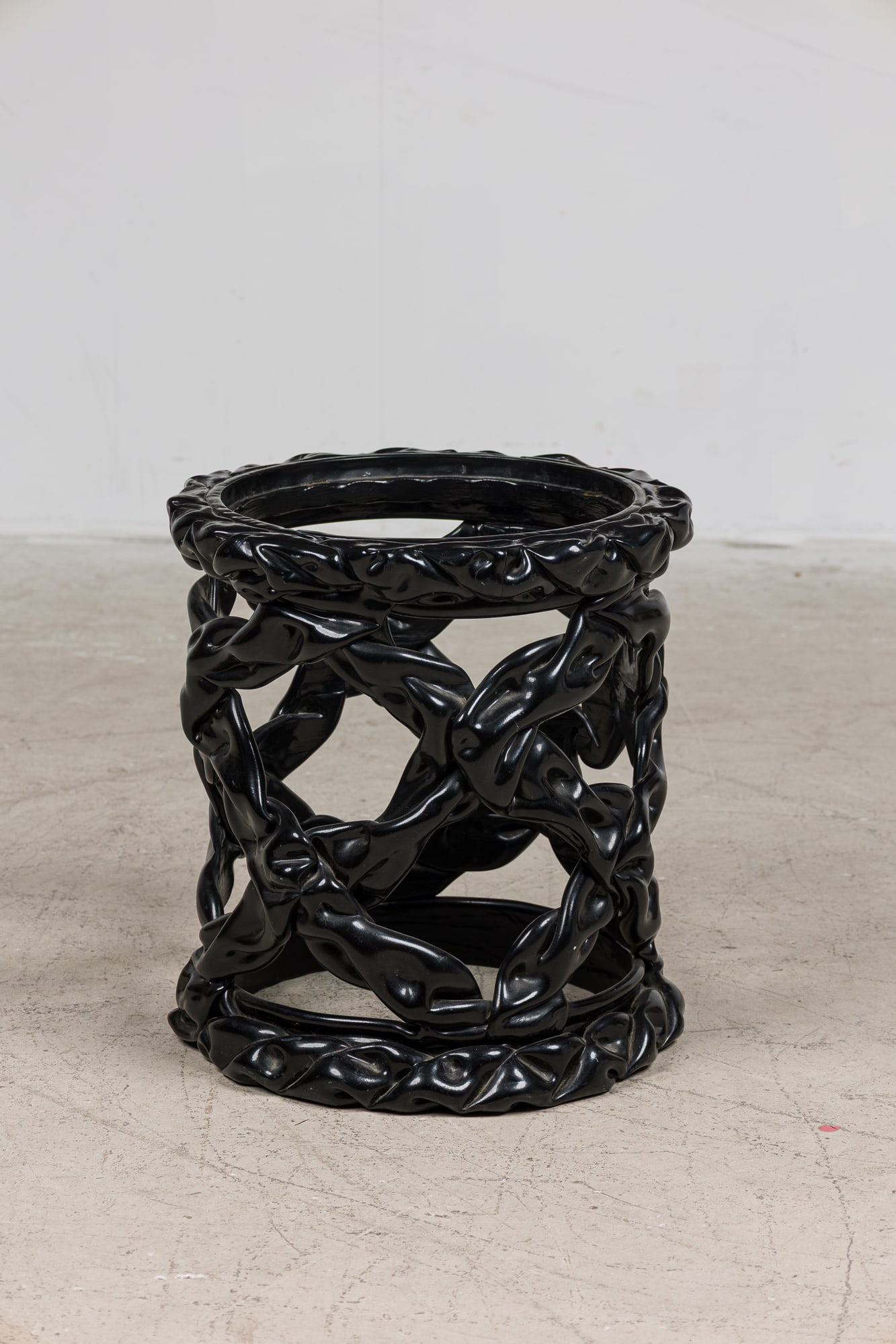 Tony Duquette (after), Cast Resin Drum Base: c. 1970s, USA, cast resin drum base, lacking glass top, 16.75"h x 15.5"dia Provenance: Modern Design from a Private Collection, NYC/ Sag Harbor Keywords: Other Decorative Arts, Decorative Ar