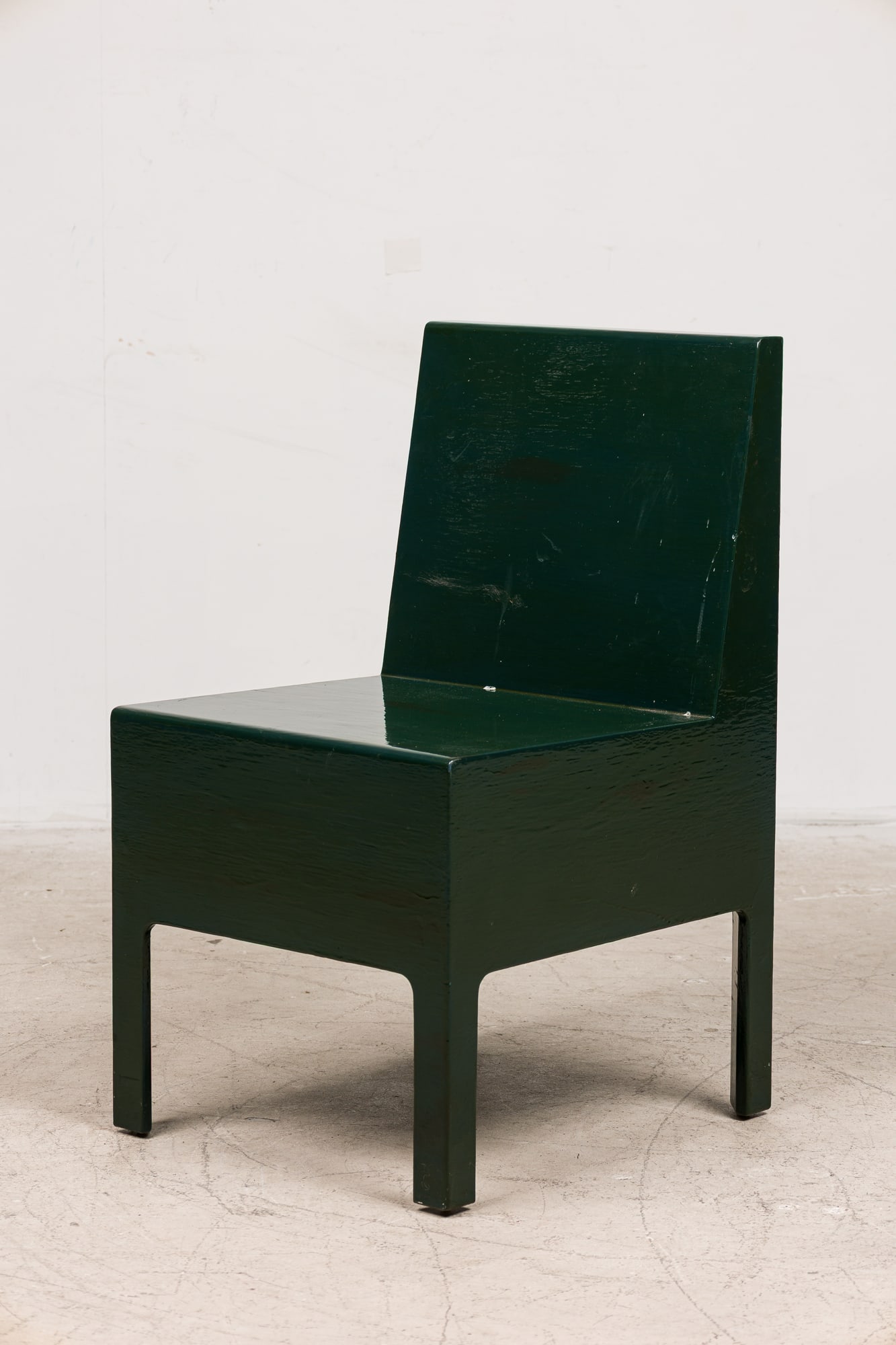 BDDW NY, Jeppe Chair: c. 1990s, USA, Baltic plywood with green paint, inset handle on back, 31.25"h x 17.5"w x 19.75"d, 17"h (to seat) Provenance: Modern Design from a Private Collection, NYC/ Sag Harbo