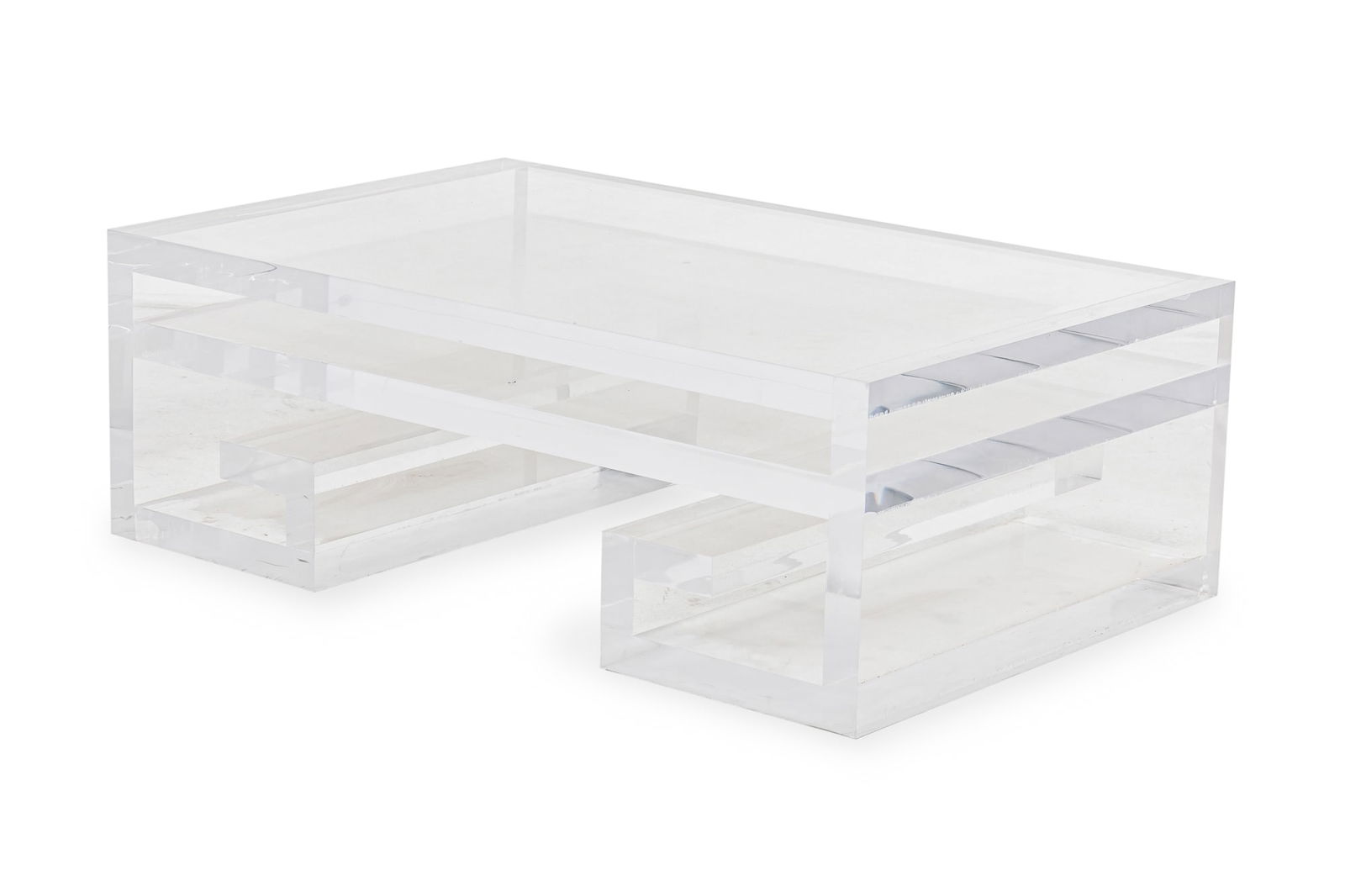 Geoffrey Bradfield, Custom Greek Key Lucite Coffee Table (1 of 1)